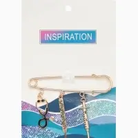 Булавка с подвесками &laquo;Медицина&raquo;, 7 см, цвет чёрный золото