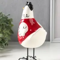 Сувенир керамика "Курочка красная в белый горошек" 9,7х8,2х17,4 см