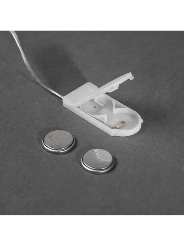 Гирлянда &laquo;Нить&raquo; 5 м роса, IP20, серебристая нить, 50 LED, батарейки CR2032&times;2 (в комплекте), свечение белое