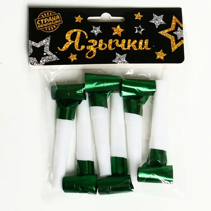 Дудка язычок «Праздник», набор 6 шт., зелёный