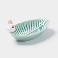 Блюдо керамическое сервировочное &laquo;Птичка на листочке&raquo;, 15.5&times;8.5 см, бирюзовое