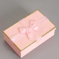 Набор подарочных коробок 3 в 1 прямоугольные с бантом, розовый, 23&times;16&times;9.5; 21&times;14&times;8; 19&times;12&times;6.5 см