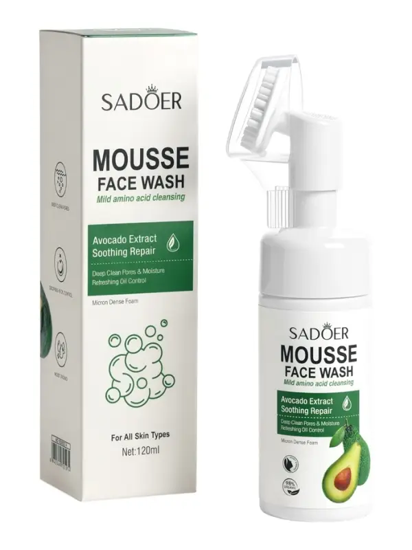 Пенка для умывания с щёткой, с экстрактом авокадо, 120 мл