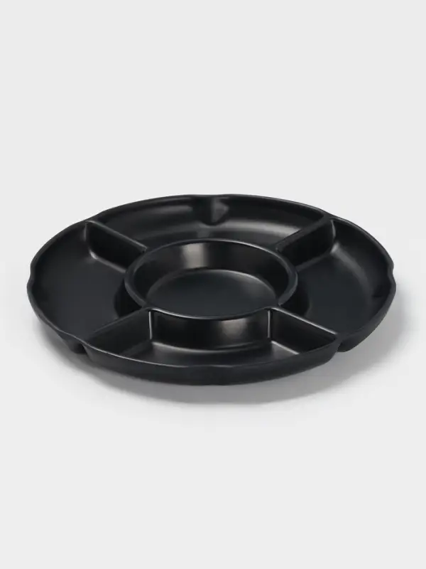 Менажница &laquo;Чёрный Восток&raquo;, 5 секций, пластик, 25&times;2.5 см, диаметр центра 11 см, чёрная