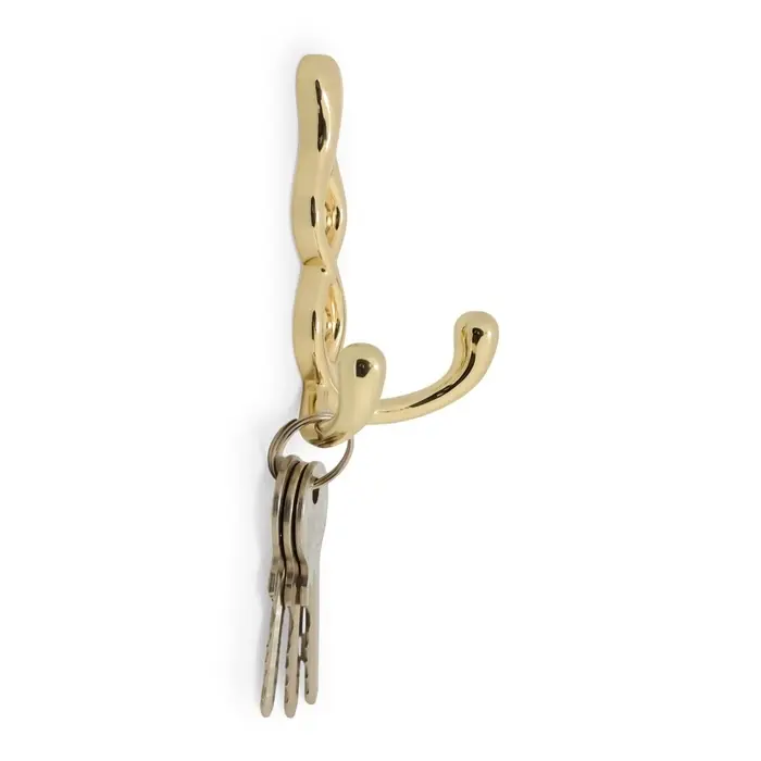 Крючок мебельный CAPPIO PIGTAIL, двухрожковый, цвет золото