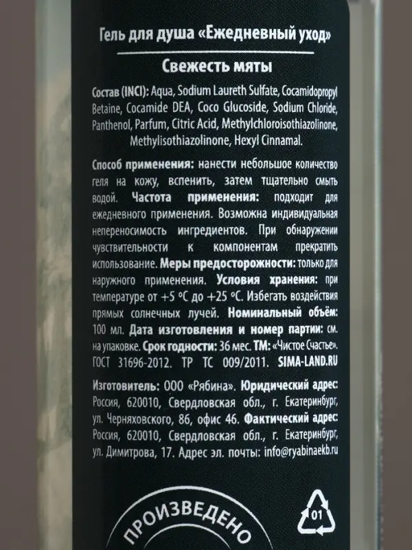 Гель для душа мужской &laquo;Сильному духом&raquo;, 100 мл, аромат свежей мяты, Чистое счастье