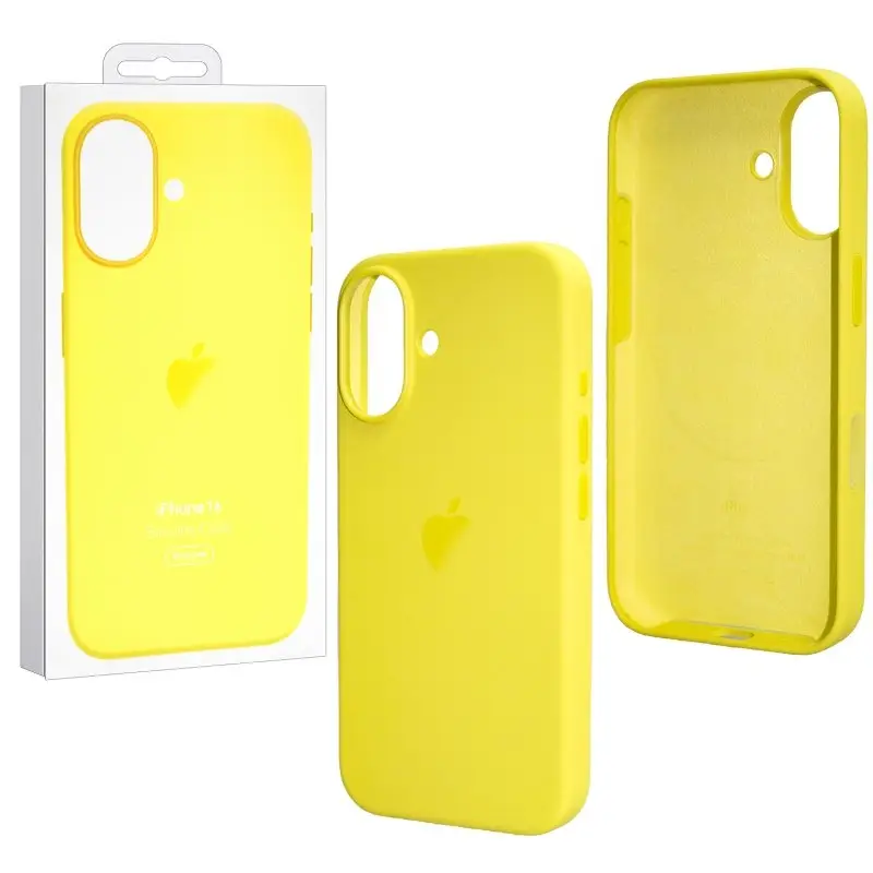 Чехол для iPhone 16 Silicone Case 100% ORG (MagSafe + анимация NFC Clear) c LOGO Warm Yellow