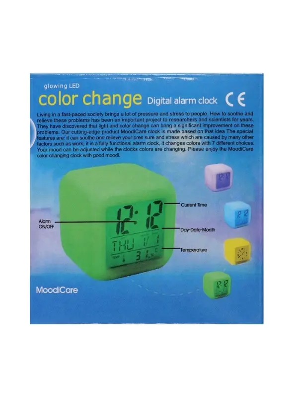 Часы - будильник LB-03, дата, температура, белый