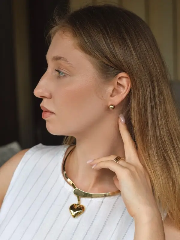 Набор 2 предмета: серьги, чокер «Обруч» сердце, цвет золото Набор 2 предмета: серьги, чокер «Обруч» сердце, цвет золото
