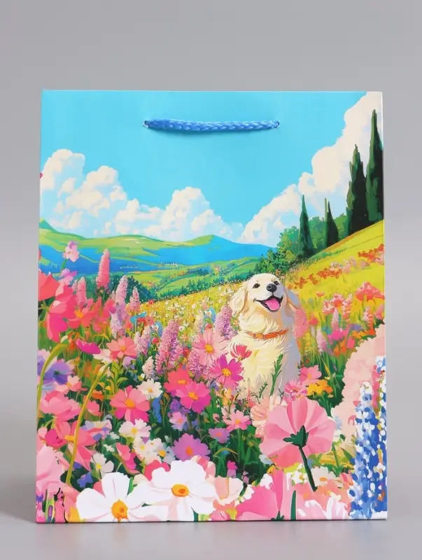 Пакет подарочный ламинированный &laquo;Поле цветов&raquo;, 18&times;22.3&times;10 см