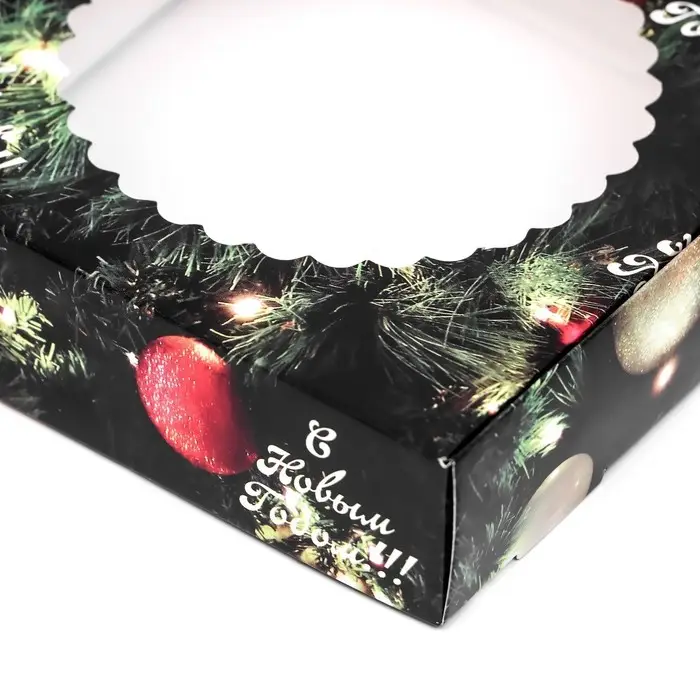 Подарочная коробка сборная с окном «Счастливого Рождества», 11.5×11.5×3 см Подарочная коробка сборная с окном «Счастливого Рождества», 11.5×11.5×3 см