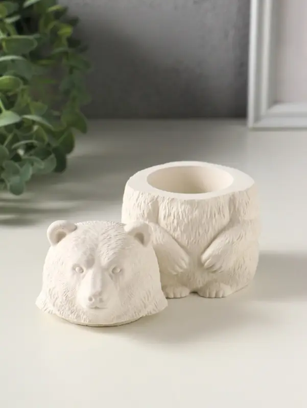 Шкатулка с крышкой для украшений &laquo;Медведь&raquo;, 11&times;7 см, гипс