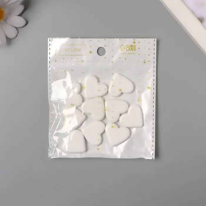 Бусины для творчества акрил Бусины для творчества акрил "Сердечки гладкие" белый 2,4х2х0,5 см