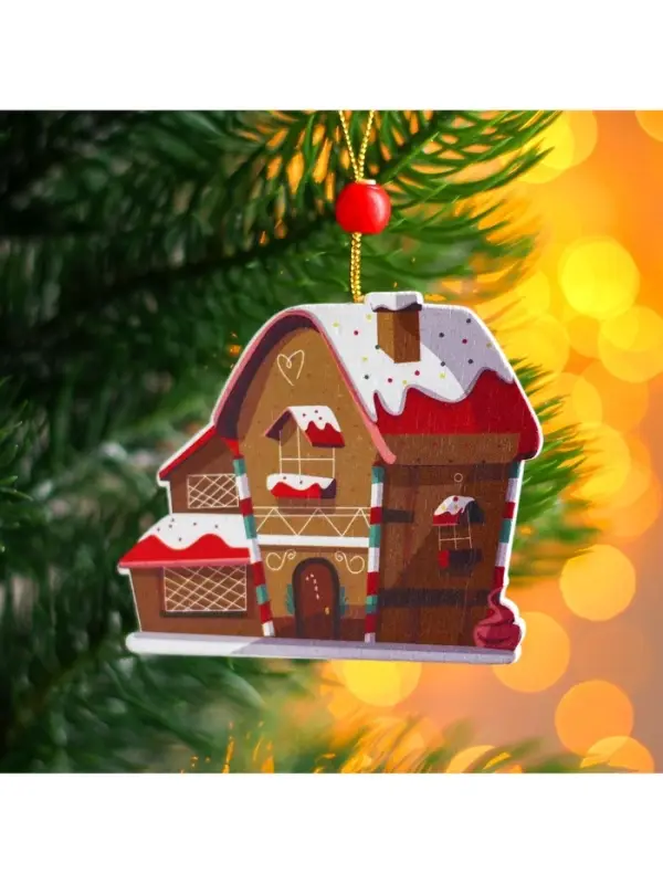 Елочная игрушка деревянная Лесная мастерская &laquo;Дом пряник&raquo;, 0.5&times;7&times;7 см