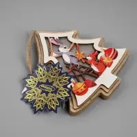 Подвеска световая &laquo;Зайка и белка&raquo;, 11&times;12 см, от батареек LR41&times;3, свечение тёплое белое