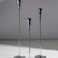 Подсвечник металл, стекло "Тор" d=2 см набор 3 шт хром 7,5х7,5х26 7,5х7,5х31 7,5х7,5х36 см