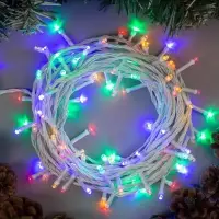 Гирлянда &laquo;Нить&raquo; 10 м, IP20, белая нить, 100 LED, 8 режимов, 220 В, свечение мульти