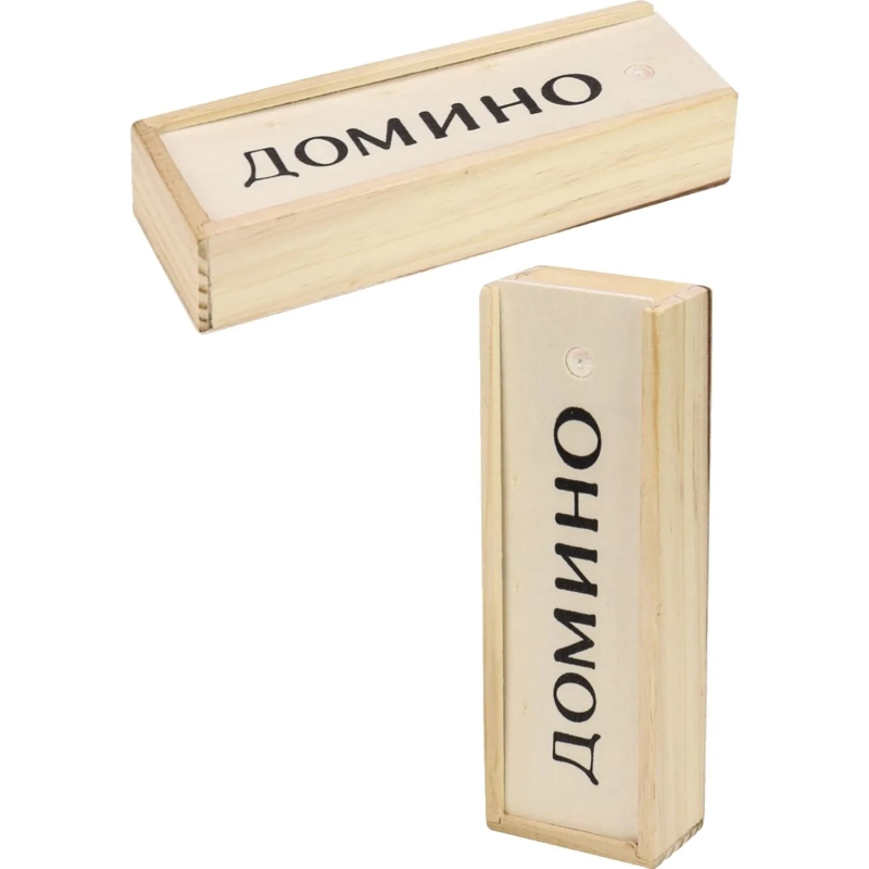 Настольная игра Домино (пластиковые фишки) в дерев. коробке 14x5см,P00070