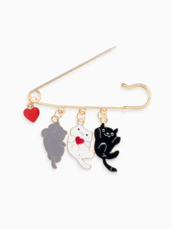 Булавка &laquo;Котята&raquo;, игривые, 7 см, цветная в золоте
