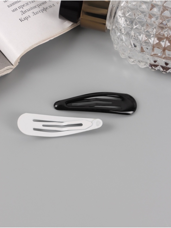 Невидимка для волос  Невидимка для волос "Стиль" (набор 12 шт) классика, 5 см, чёрный белый