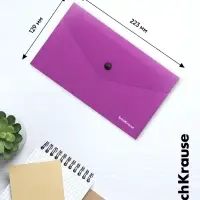Папка-конверт на кнопке C6, 180 мкм, ErichKrause Vivid, глянцевая, полупрозрачная, микс