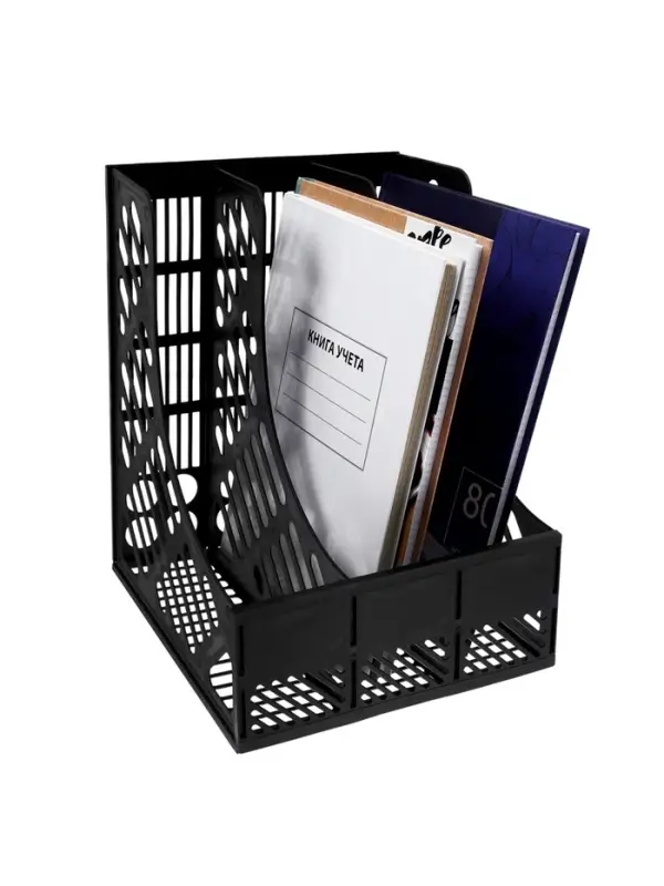 Лоток вертикальный, 3-х секционный, разборный, чёрный