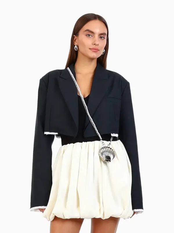 Сумка мини-клатч на магните, в форме ракушки, жёсткий корпус, на длинной цепочке, серебристая