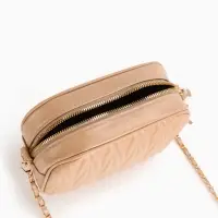 Сумка женская, через плечо, на молнии, 21&times;7&times;14 см, бежевая