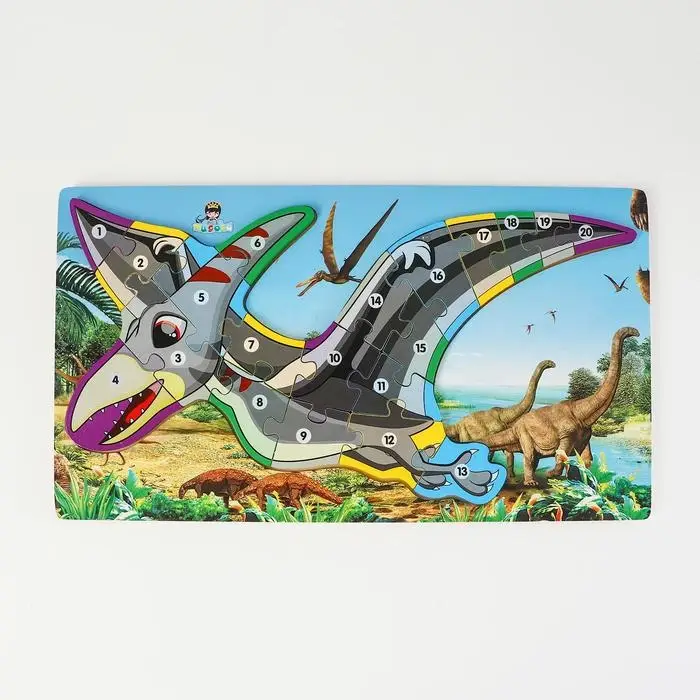 Деревянный пазл по номерам «Динозавры» МИКС