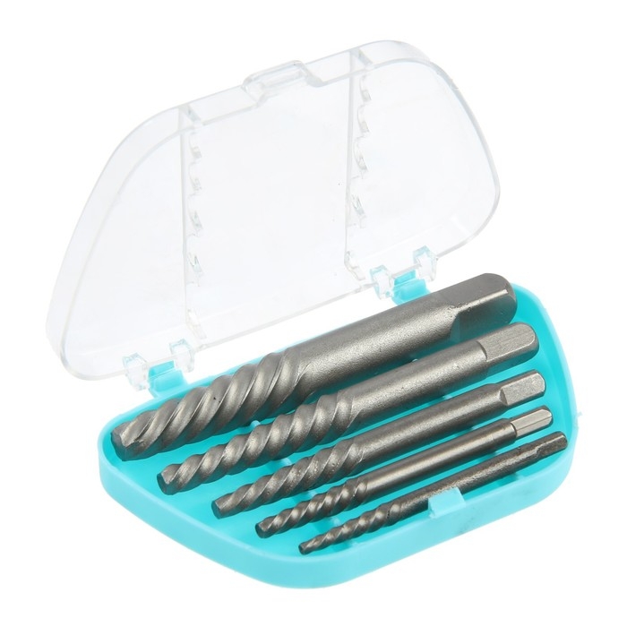 Набор экстракторов ТУНДРА, 5 шт., 45 сталь, крупная левая резьба, диапазон М3-М18 Набор экстракторов ТУНДРА, 5 шт., 45 сталь, крупная левая резьба, диапазон М3-М18