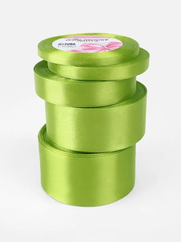 Атласная лента, набор 5 шт., 6/10/20/40/50 мм, 23&plusmn;1 м, светло-зелёная №184