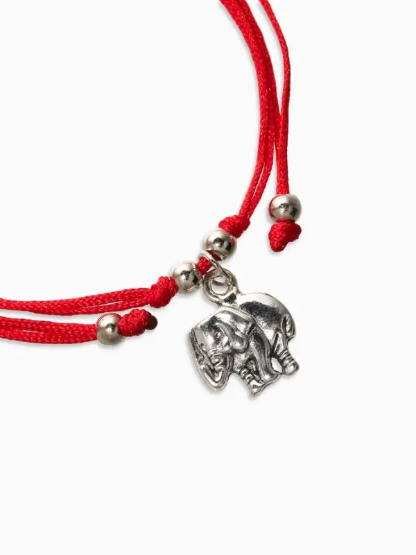 Браслет-оберег &laquo;Красная нить. Слон&raquo;, на счастье, цвет чернёное серебро, L=20 см