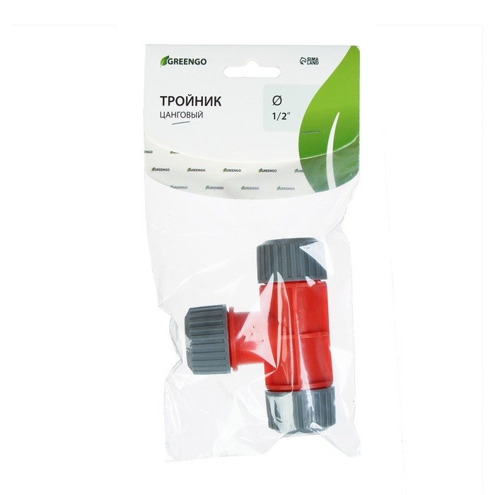Тройник Т-образный, для шланга 1/2 Тройник Т-образный, для шланга 1/2" (12 мм), цанговое соединение, рр-пластик, Greengo