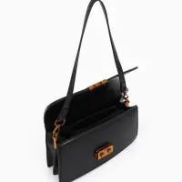 Сумка женская мессенджер TEXTURA на клапане, 26&times;8.5&times;14 см, чёрная