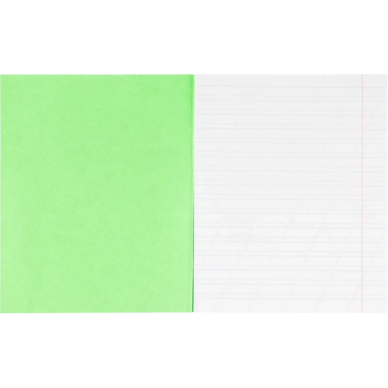 Тетрадь в зеленом офсете 12 л., косая линия уп. по 20 шт.,100% белизна