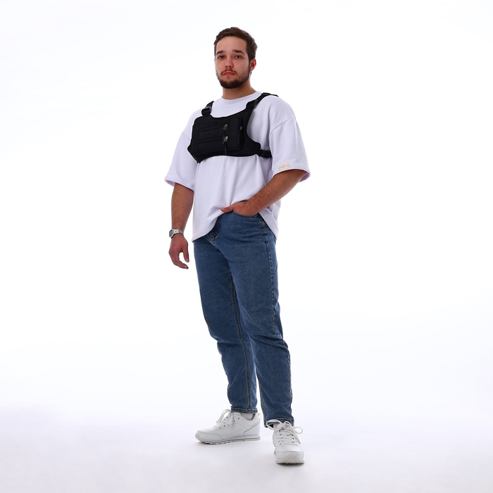 Сумка нагрудная на молнии, 2 наружных кармана, цвет чёрный Сумка нагрудная на молнии, 2 наружных кармана, цвет чёрный