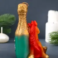 Свеча фигурная "Лошадка с шампанским" 6х6х12,5 см, цв. золотой