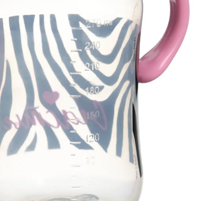 Бутылочка для кормления M&B &laquo;Зебра&raquo;, широкое горло, средний поток, от 3 мес., 270 мл.