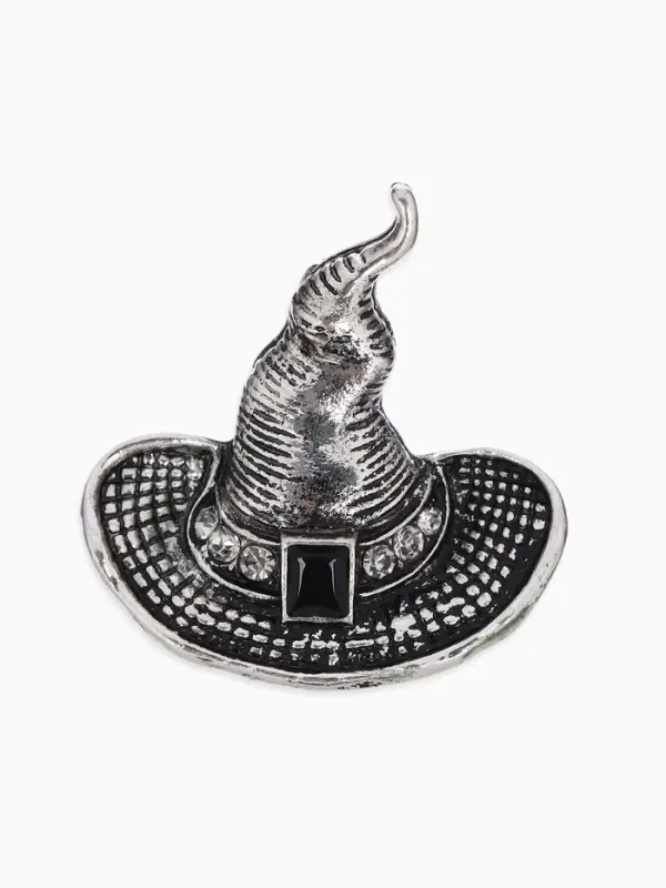 Брошь &laquo;Волшебная шляпа&raquo;, чернёный, белый в цвете серебро