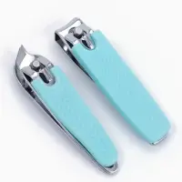 Кусачки книпсер, набор, 2 предмета, в футляре, бирюзовые, серебристые