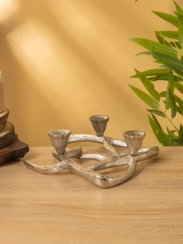 Подсвечник на 3 свечи "Рога" алюминий 23,5х23х6,5 см