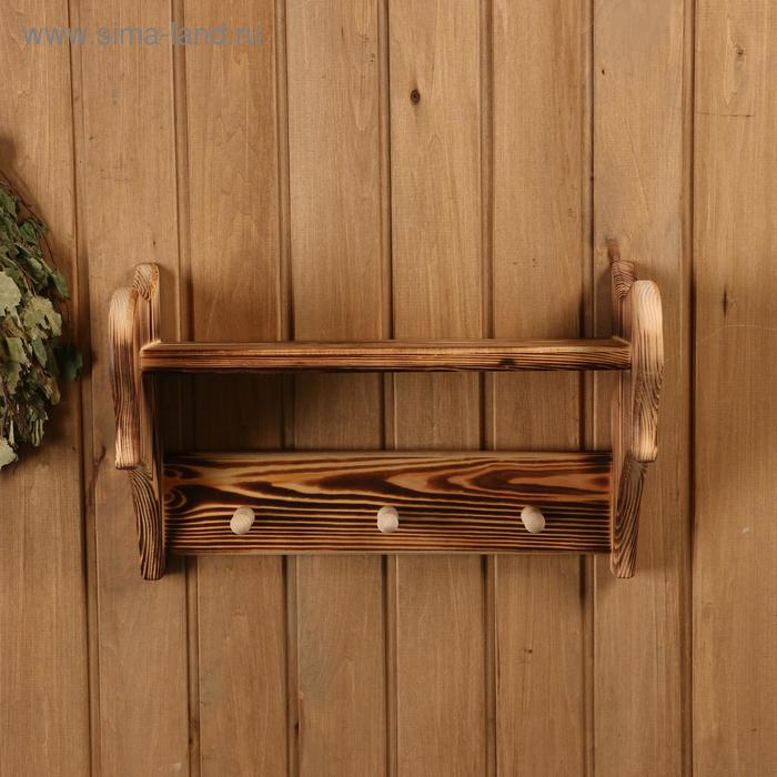 Полка вешалка обожжённая, 3 крючка, 43×27×17 см Полка вешалка обожжённая, 3 крючка, 43×27×17 см
