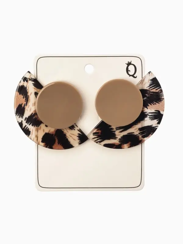 Серьги пластик &laquo;Танзания&raquo;, полукруг бежевый леопард, цветные