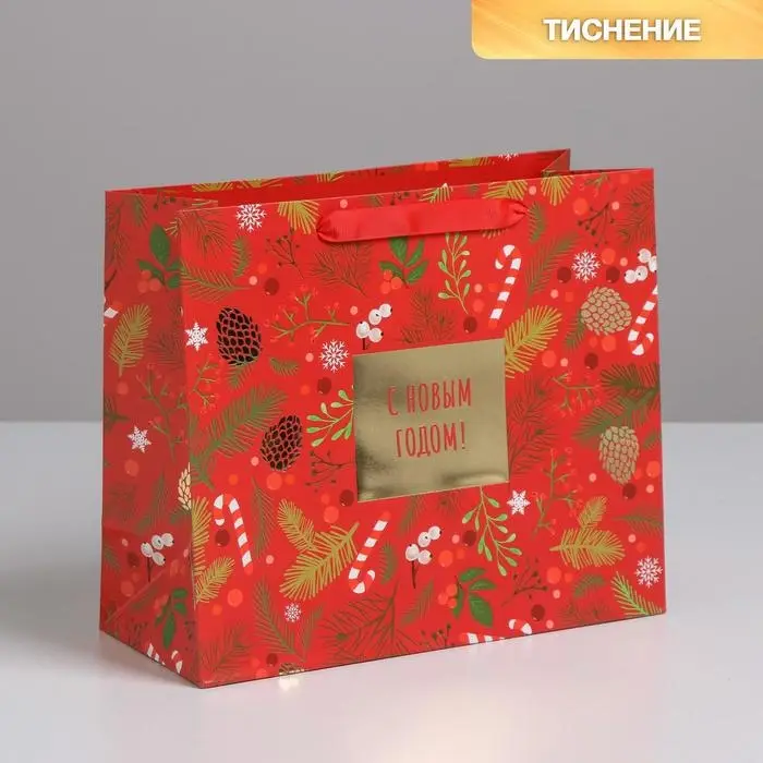 Пакет подарочный новогодний ламинированный «Время волшебства», ML 27 х 23 х 11.5 см