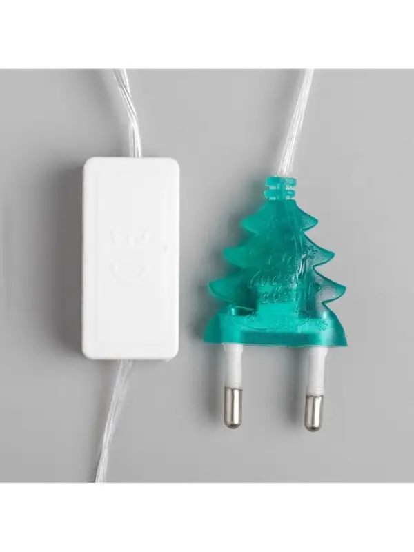 Гирлянда &laquo;Нить&raquo; 5 м с насадками &laquo;Снежинки большие&raquo;, IP20, прозрачная нить, 20 LED, свечение мульти (RG/RB), мигание, 220 В