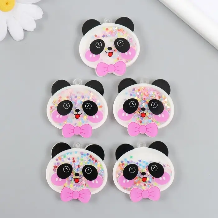 Шейкер для творчества акрил "Панда с бантом" с глиттером 0,6х4,4х4,3 см