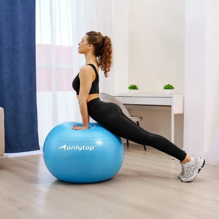Фитбол ONLYTOP, d=85 см, 1400 г, антивзрыв, голубой