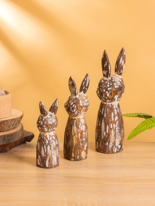 Набор сувенирный Набор сувенирный "Зайцы с сердечком" дерево, h - 25,20 и 15 см, цв. коричневый