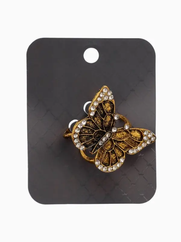 Кольцо для платка Кольцо для платка "Бабочка", цвет белый в чернёном золоте