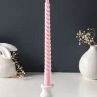 Набор свечей витых 25 см, 2 шт., 57 г, 5 ч, пастельно-розовый